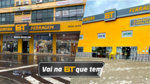 Fachada das duas lojas BT Madeireira e Ferragem