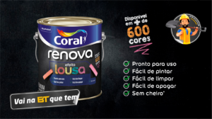 Tinta Coral, efeito lousa, cores, pintura, lavável, renova, visual, crianças, brincadeira.